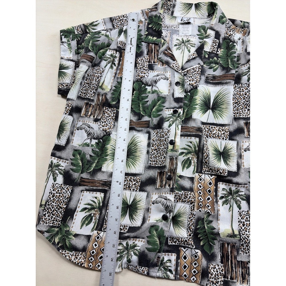 Vintage Kapilo Safari Print Button Up Shirt Large Tropical Zebra Leopard USA - Picture 3 of 6
